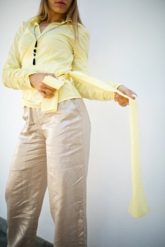 Shirt, with draped sleeves